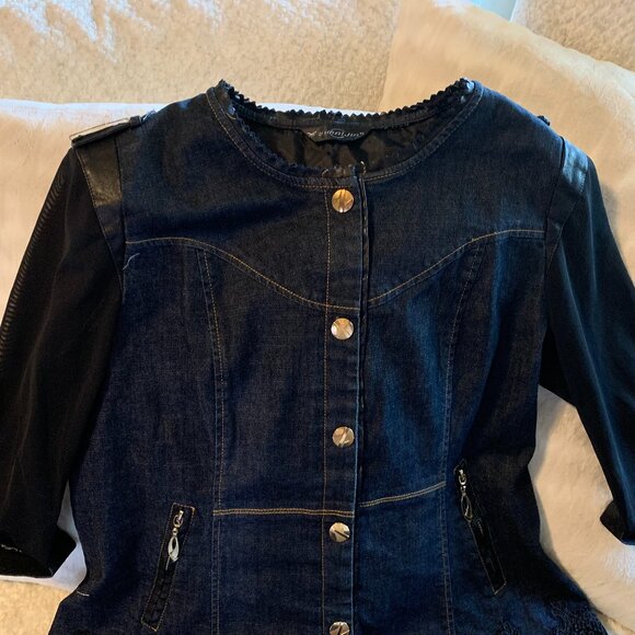 Jean Jacket with Lace Size Large - Picture 2 of 6